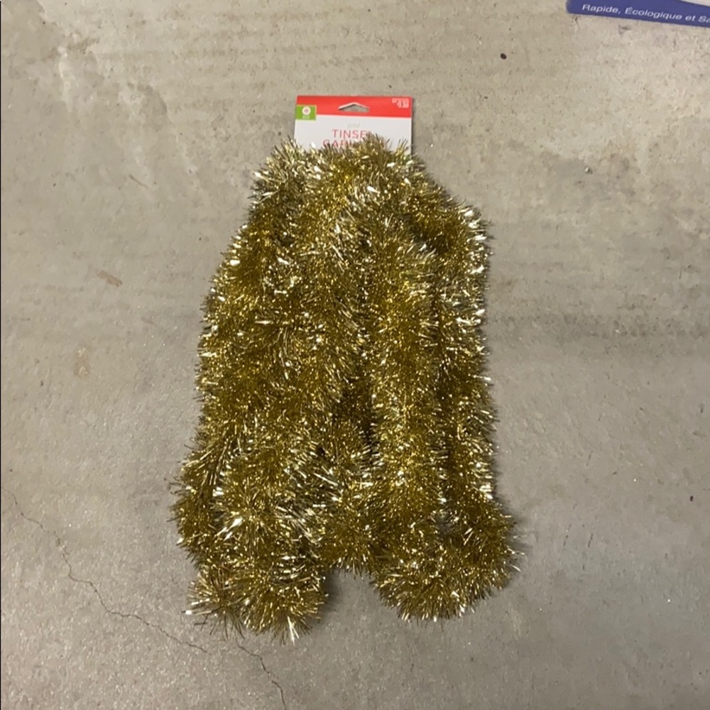 Gold tinsel garland